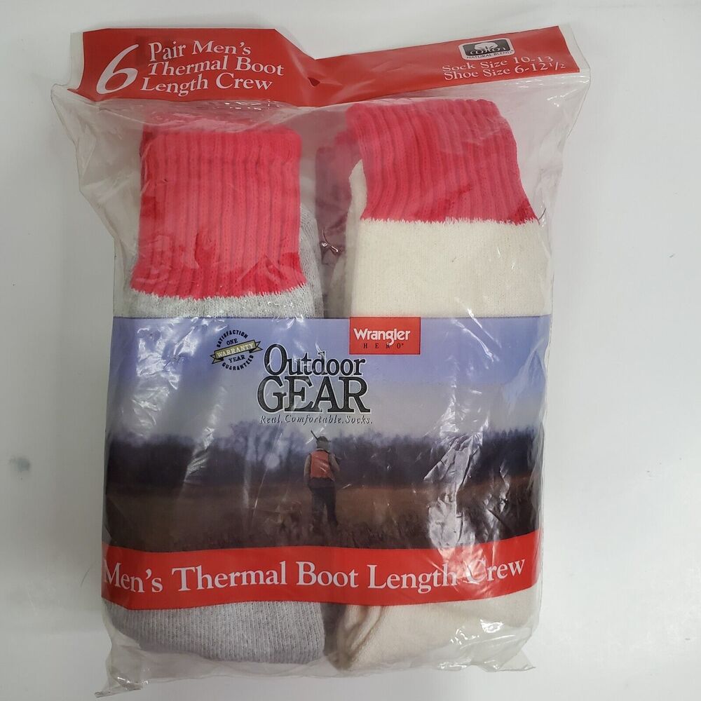Mens Socks Wrangler Outdoor Thermal Boot Length Crew Socks NIP Shoe Sz. 6-12
